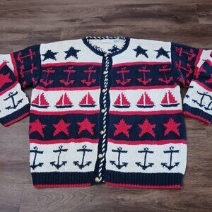 Vintage Brooks Brothers Women Sailor Sweater L Hong Kong Nautical Cardigan READ